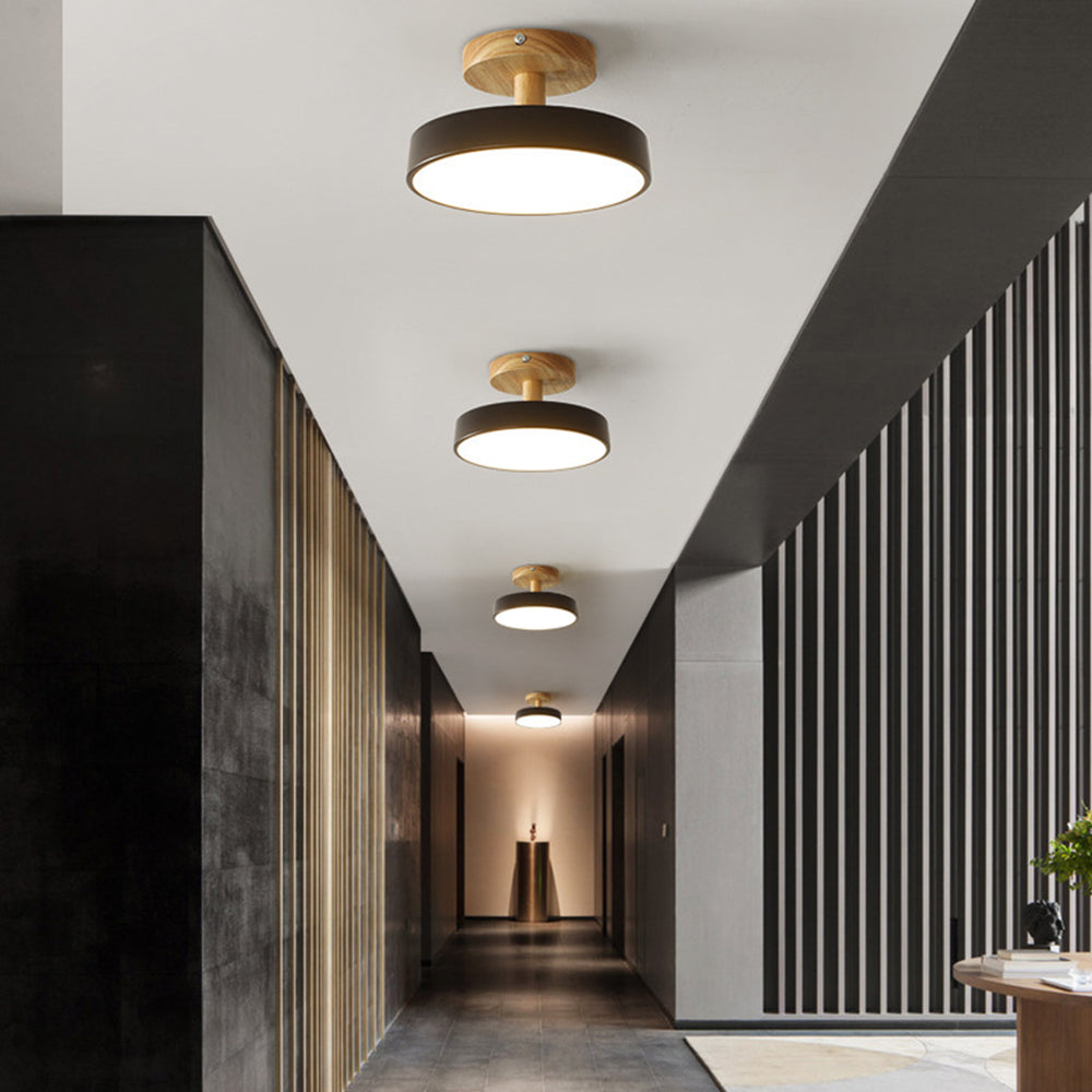 Scandinavische Plafondlamp met Houten Basis