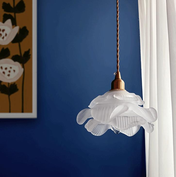 Franse Koperen Glazen Hanglamp
