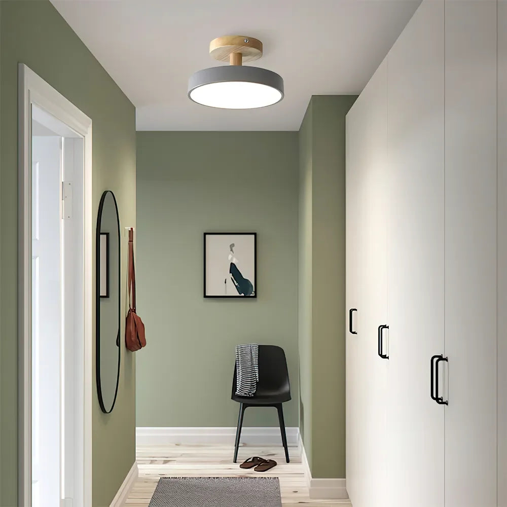 Scandinavische Plafondlamp met Houten Basis