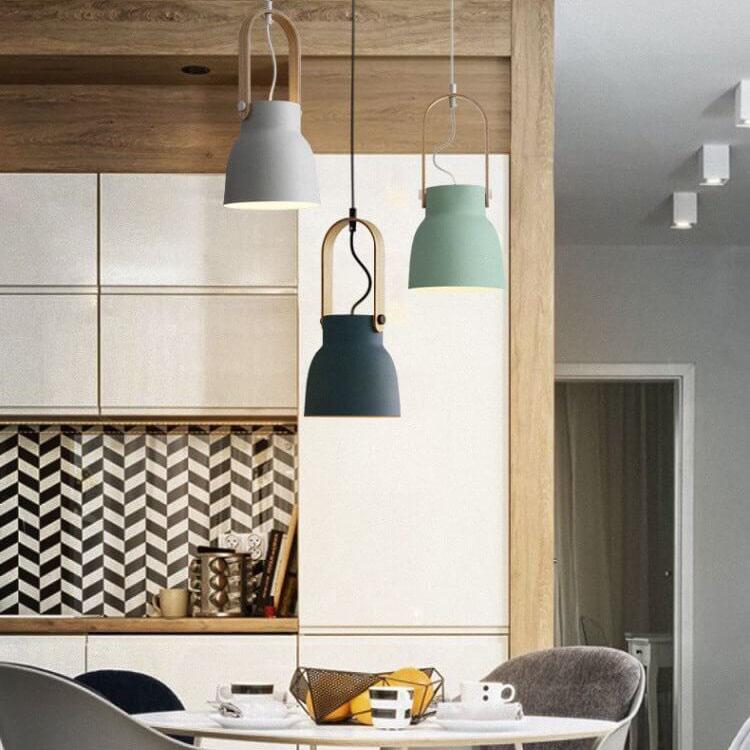Kleurrijke Moderne Hanglamp Metaal En Hout