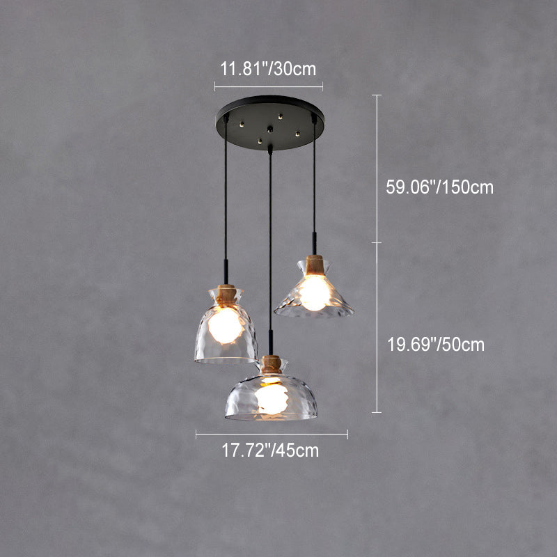 Moderne Glazen Hanglamp Met Houten Accenten