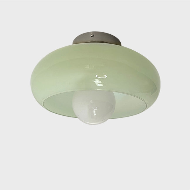 Mid-Century glazen semi-flush plafondlamp