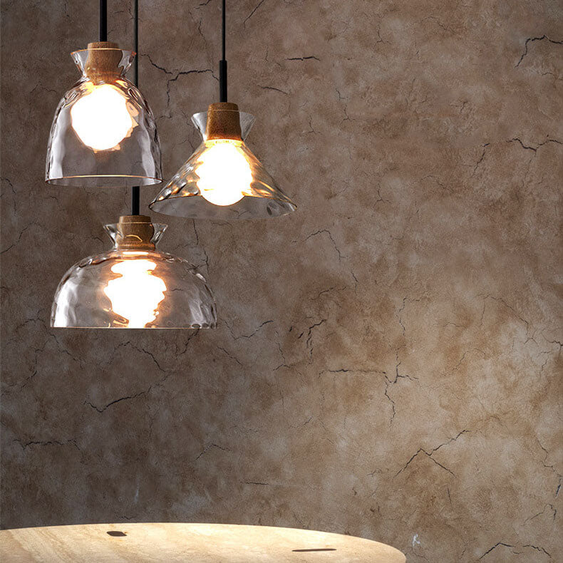 Moderne Glazen Hanglamp Met Houten Accenten