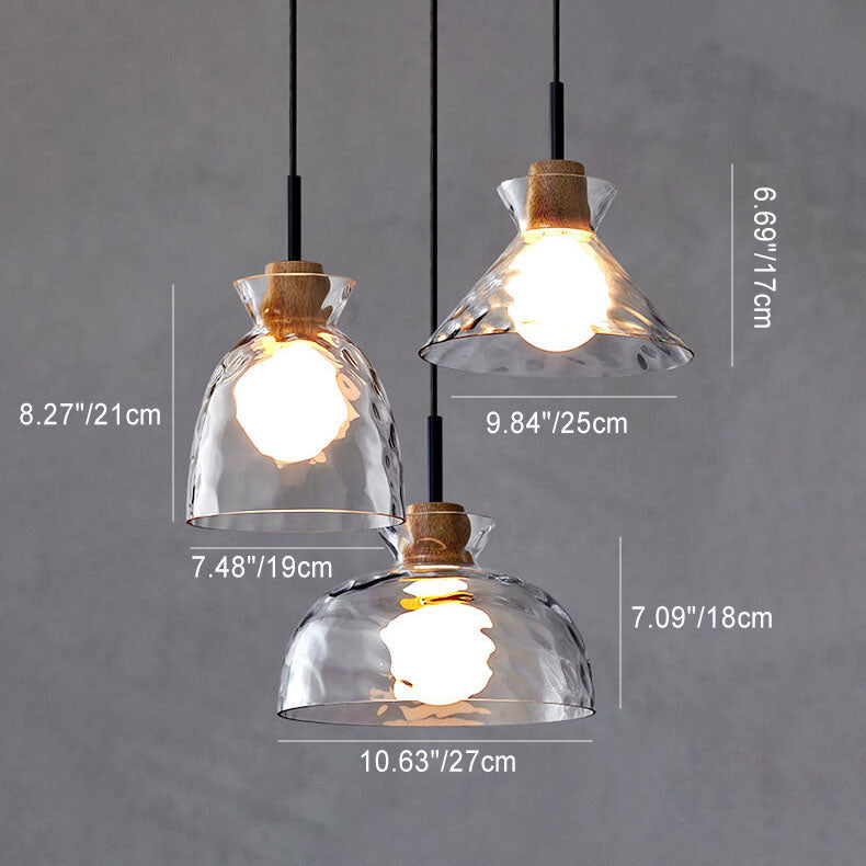 Moderne Glazen Hanglamp Met Houten Accenten