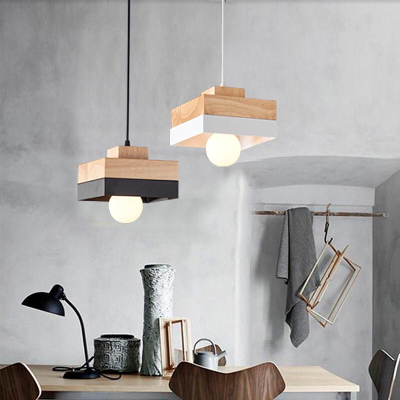 Moderne Hanglamp van Metaal en Hout