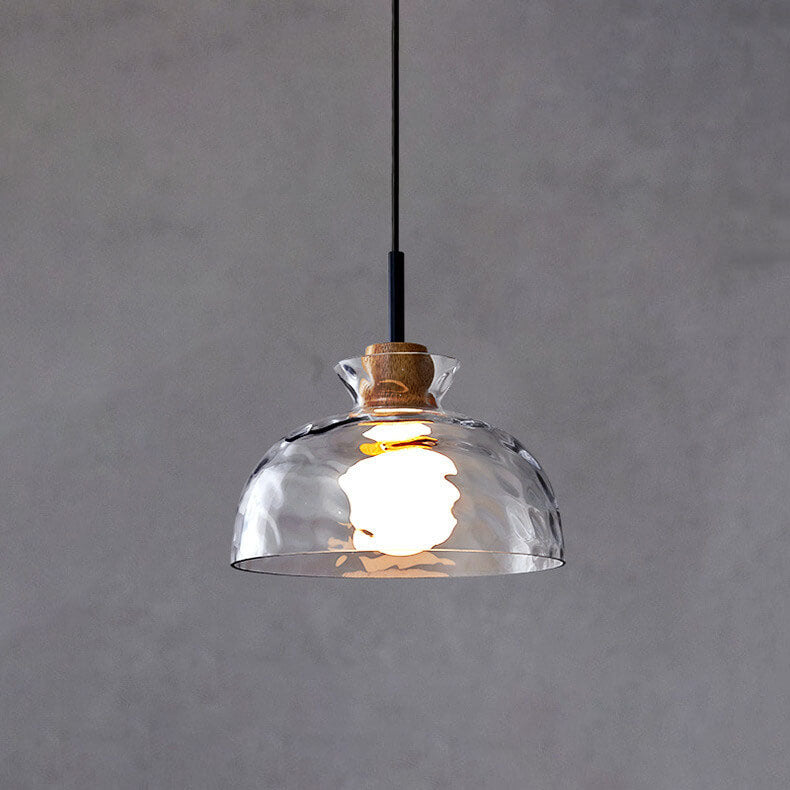 Moderne Glazen Hanglamp Met Houten Accenten