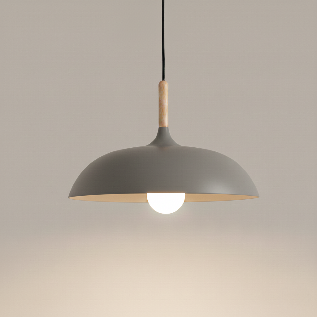 Kleurrijke Metalen Hanglamp met Houten Accent