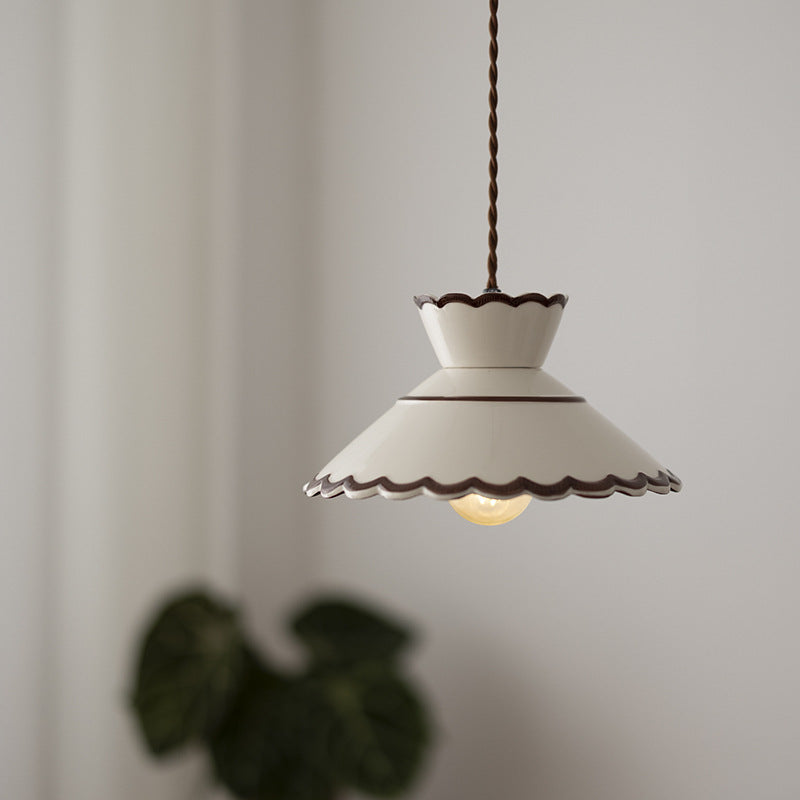 Franse Keramische Hanglamp Minimalistisch Kegelvorm