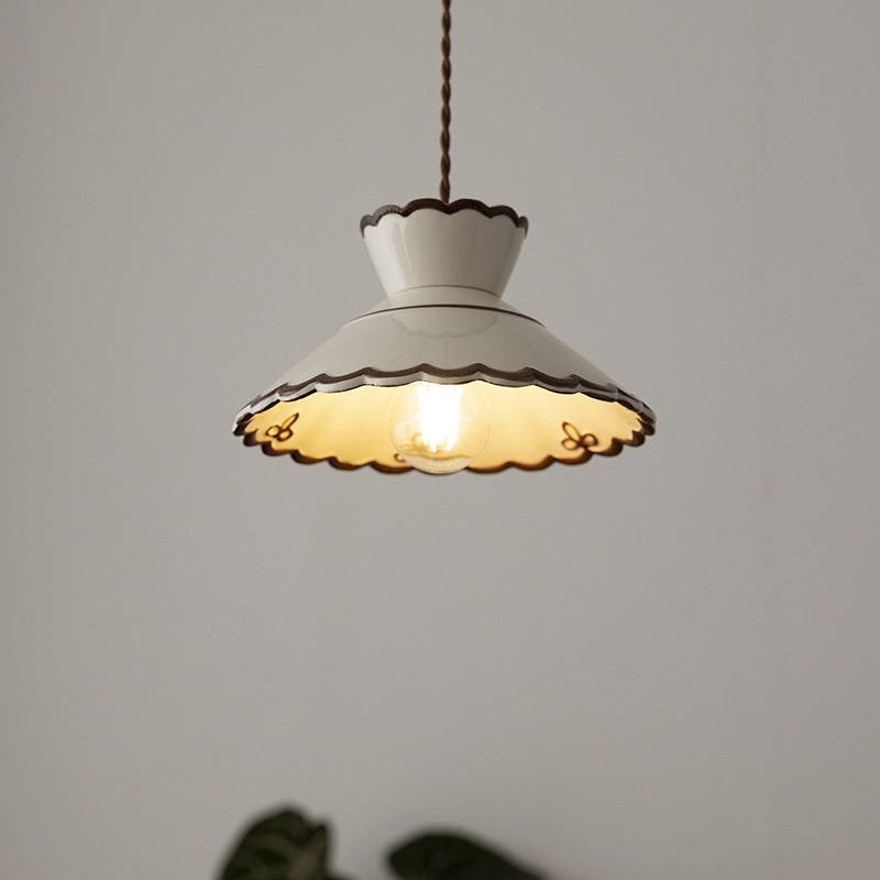 Franse Keramische Hanglamp Minimalistisch Kegelvorm