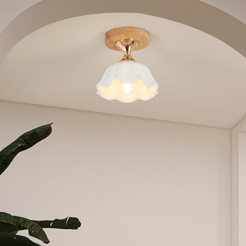 Scandinavische Plafondlamp Hout en Glas