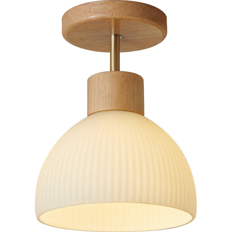 Scandinavische Plafondlamp Hout en Glas