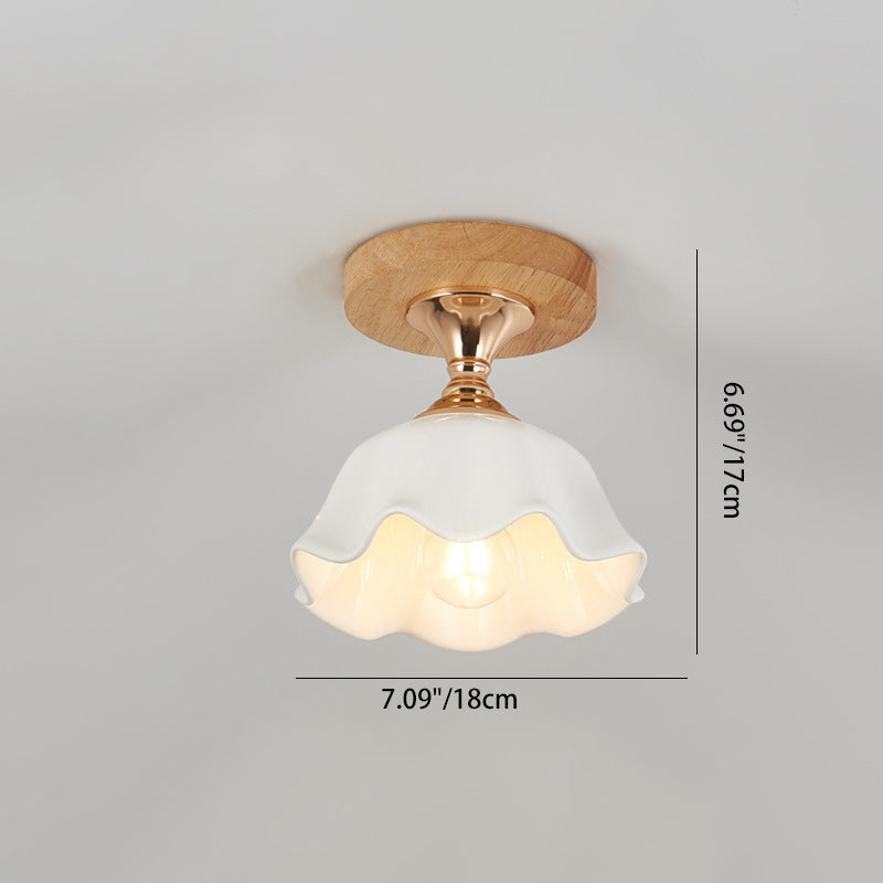 Scandinavische Plafondlamp Hout en Glas
