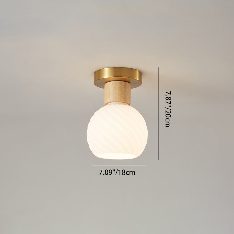 Scandinavische Plafondlamp Hout en Glas