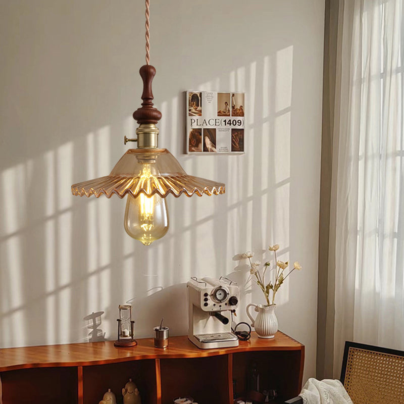 Franse Hanglamp met Houten Detail