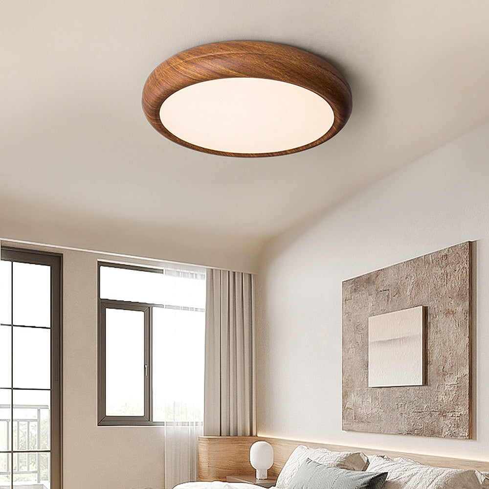 Scandinavische LED Plafondlamp met Houtaccent
