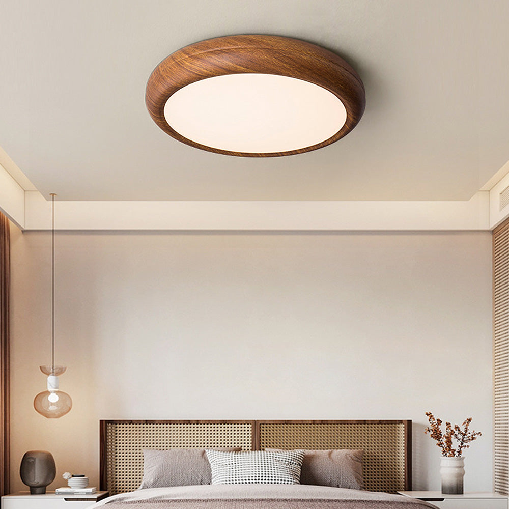 Scandinavische LED Plafondlamp met Houtaccent