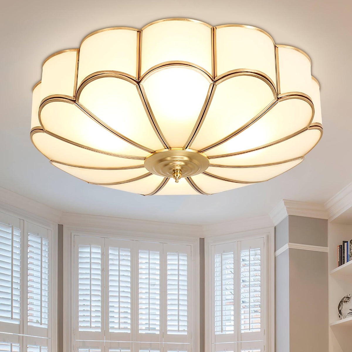 Koperen Plafondlamp van Messing & Glas