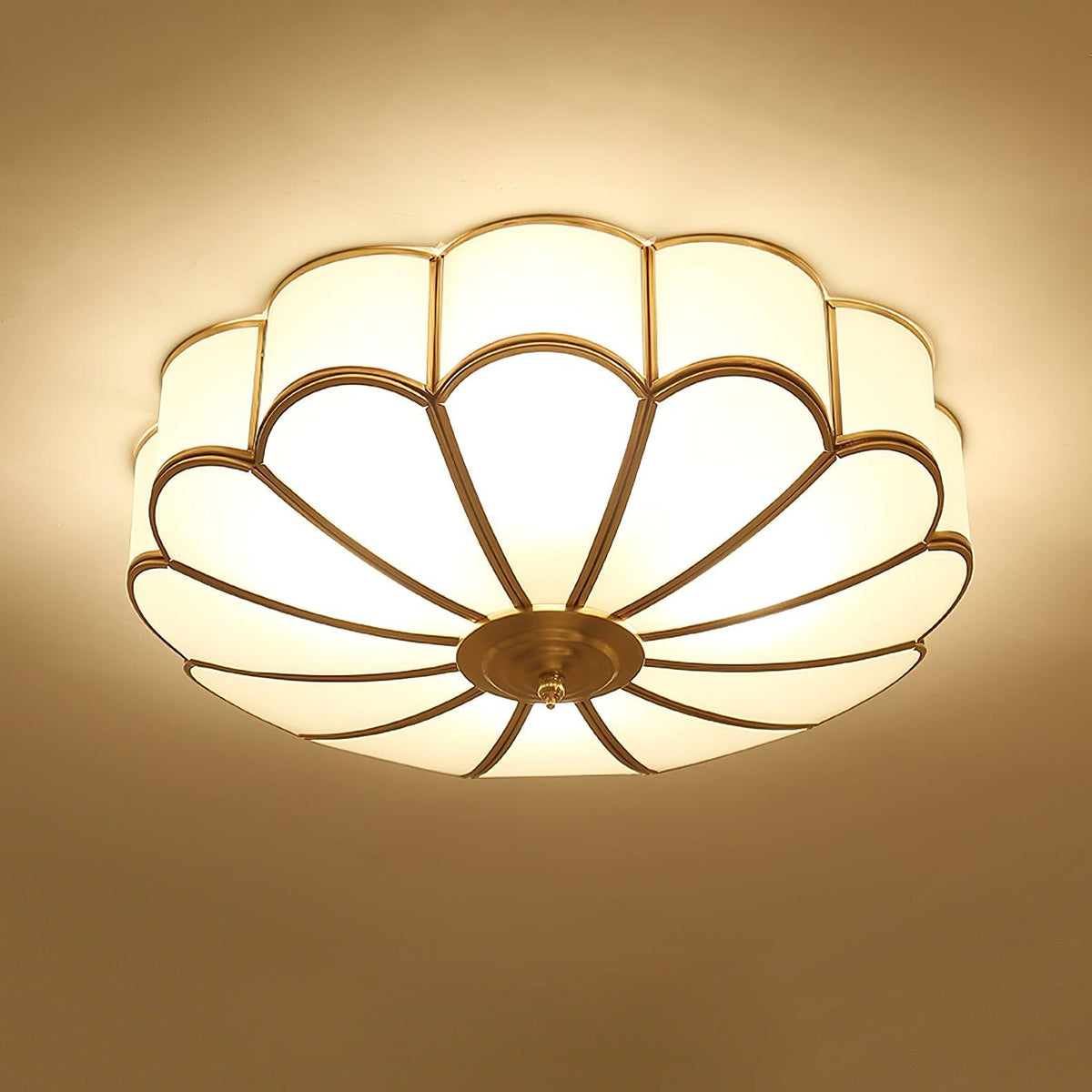 Koperen Plafondlamp van Messing & Glas