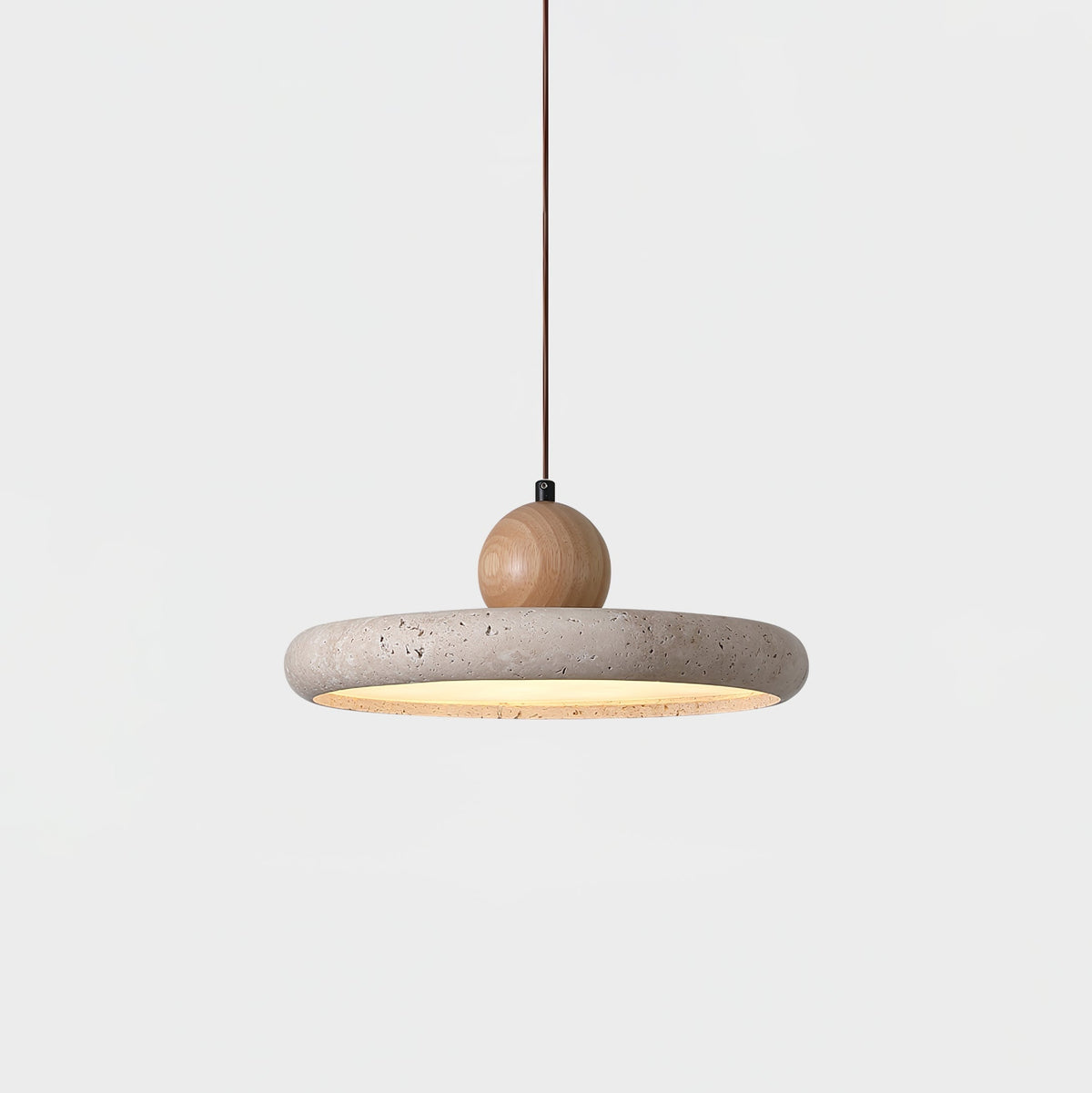 Travertin en Houten Hanglamp