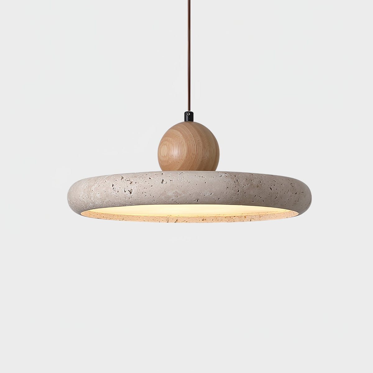 Travertin en Houten Hanglamp