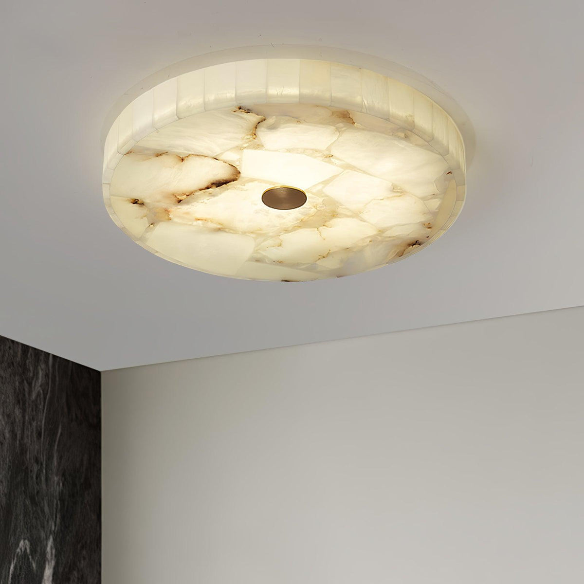 Ronde en Slanke LED Plafondlamp van Albast