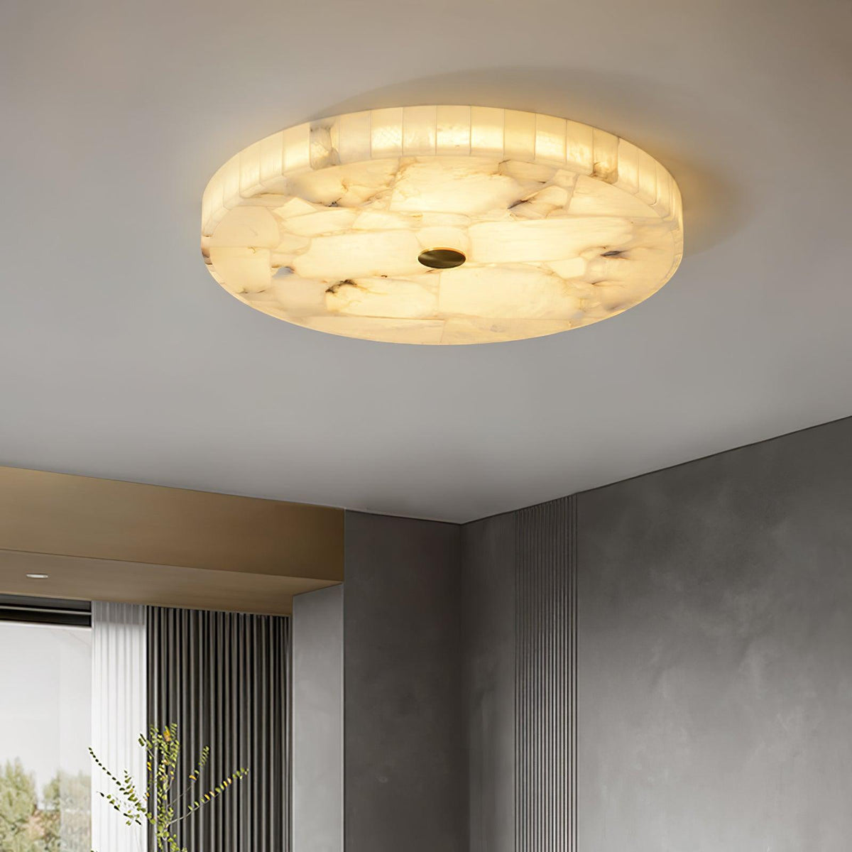 Ronde en Slanke LED Plafondlamp van Albast