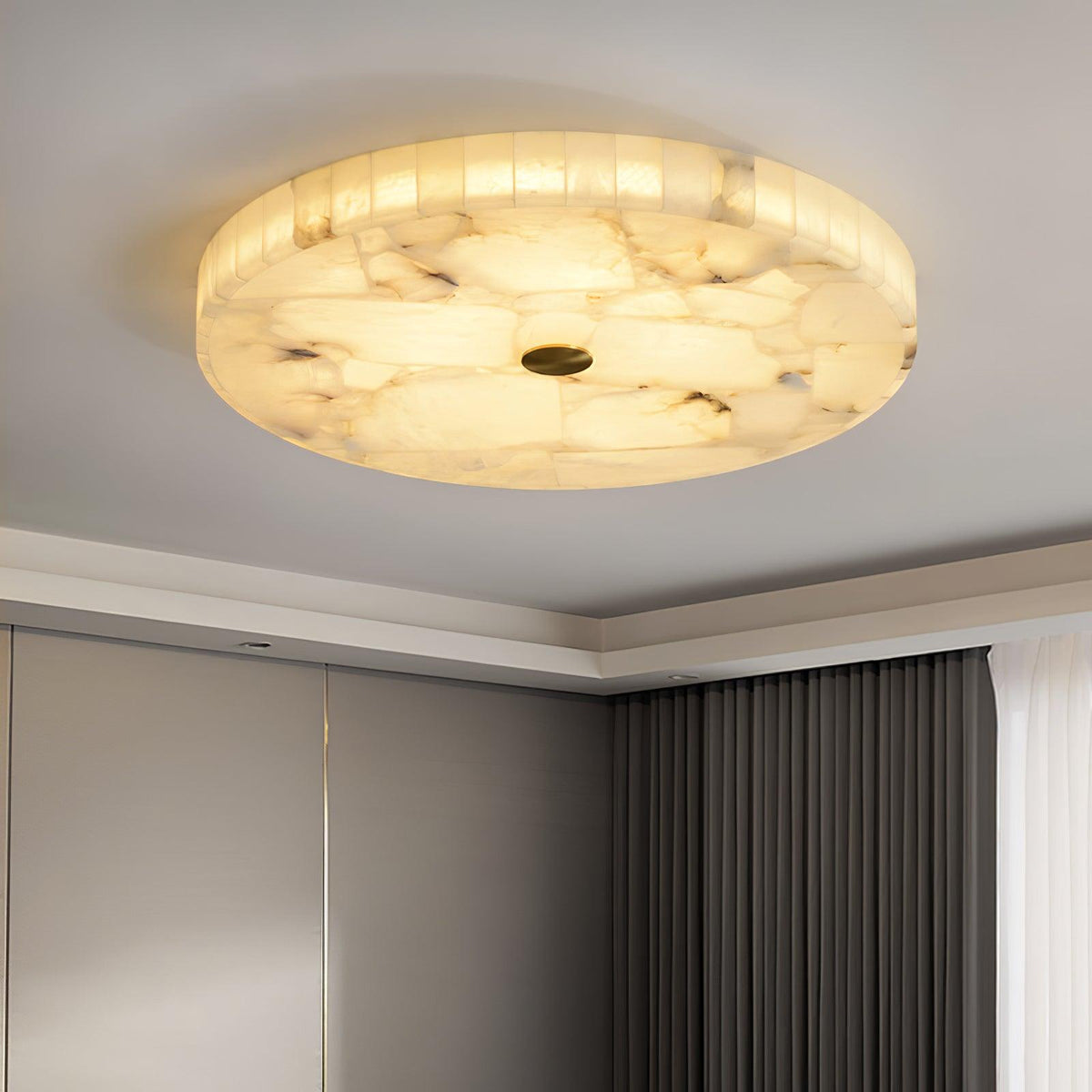 Ronde en Slanke LED Plafondlamp van Albast