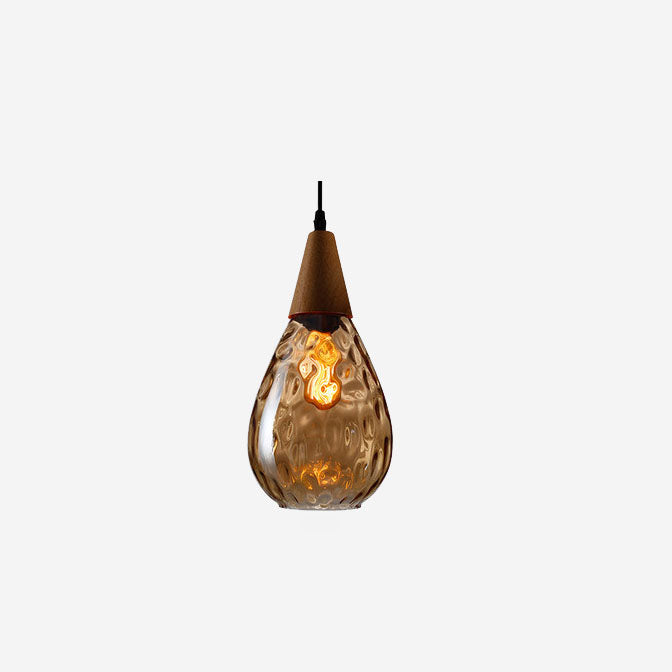 Glazen Hanglamp met Houten Accent