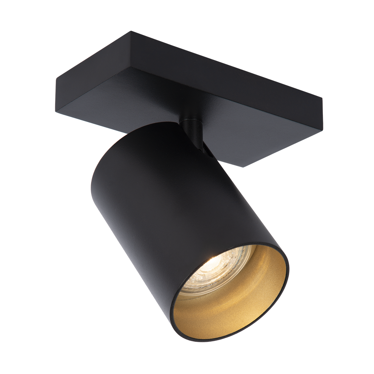 Uno Zwart Metalen Plafondlamp Met Gouden Binnenzijde