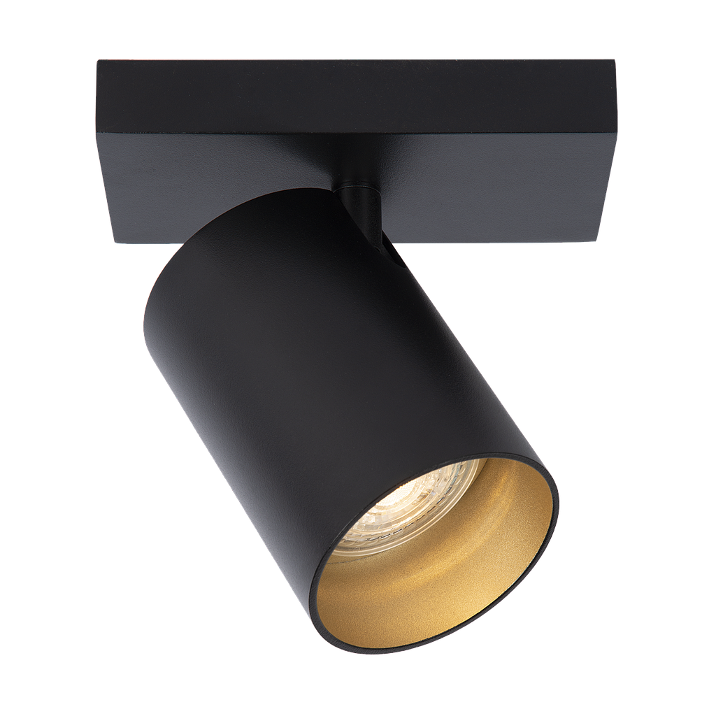 Uno Zwart Metalen Plafondlamp Met Gouden Binnenzijde