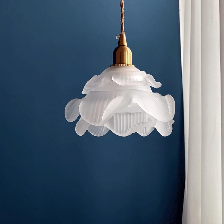 Franse Koperen Glazen Hanglamp