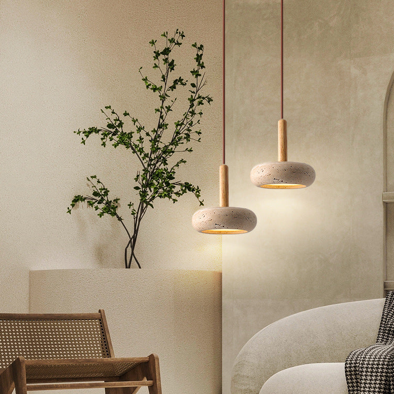 Japanse Hanglamp Geel Travertin LED