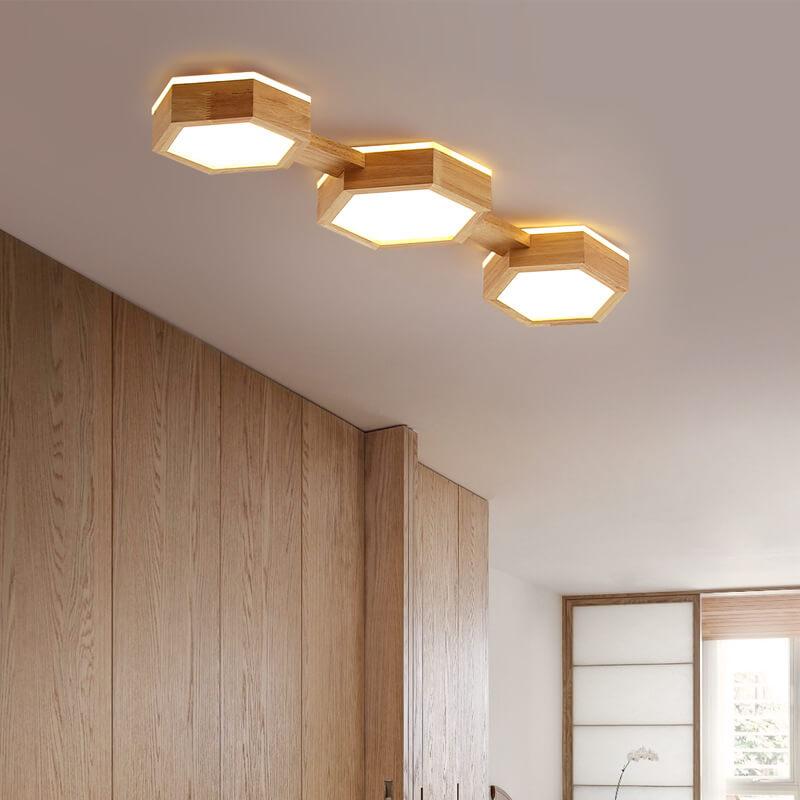 Moderne Houten Japandi LED Plafondlamp