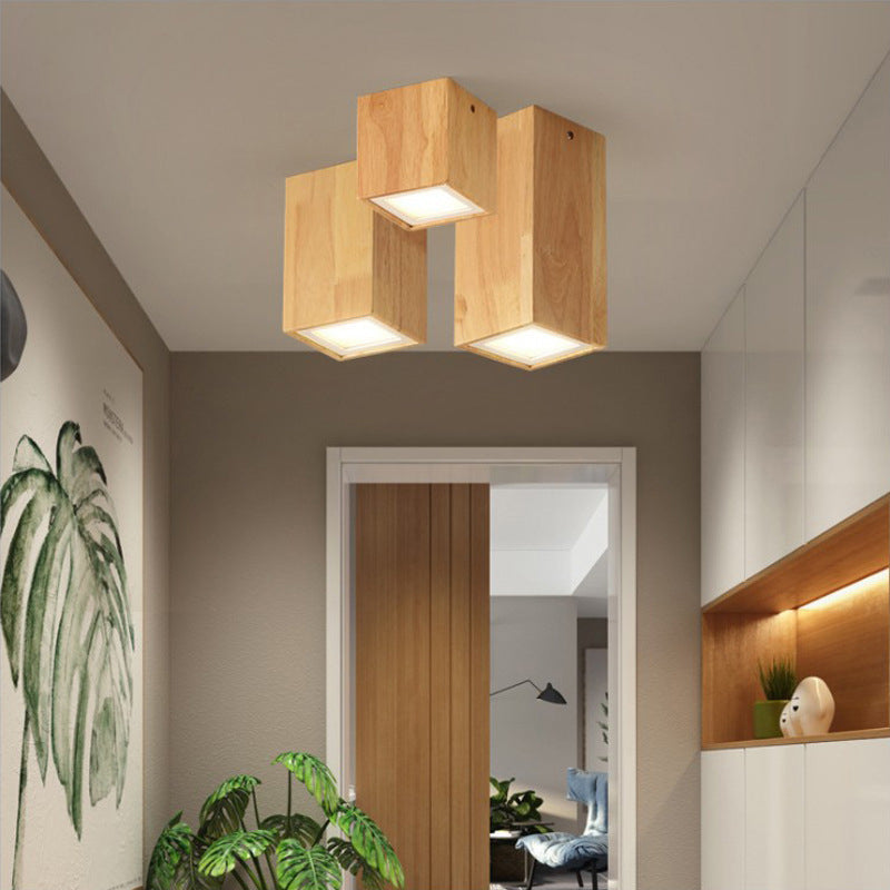 Moderne houten LED plafondlamp