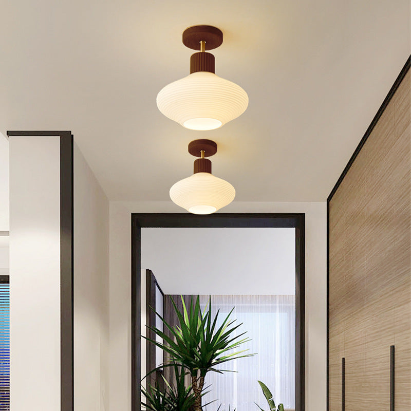 Moderne Japandi Plafondlamp Hout en Glas