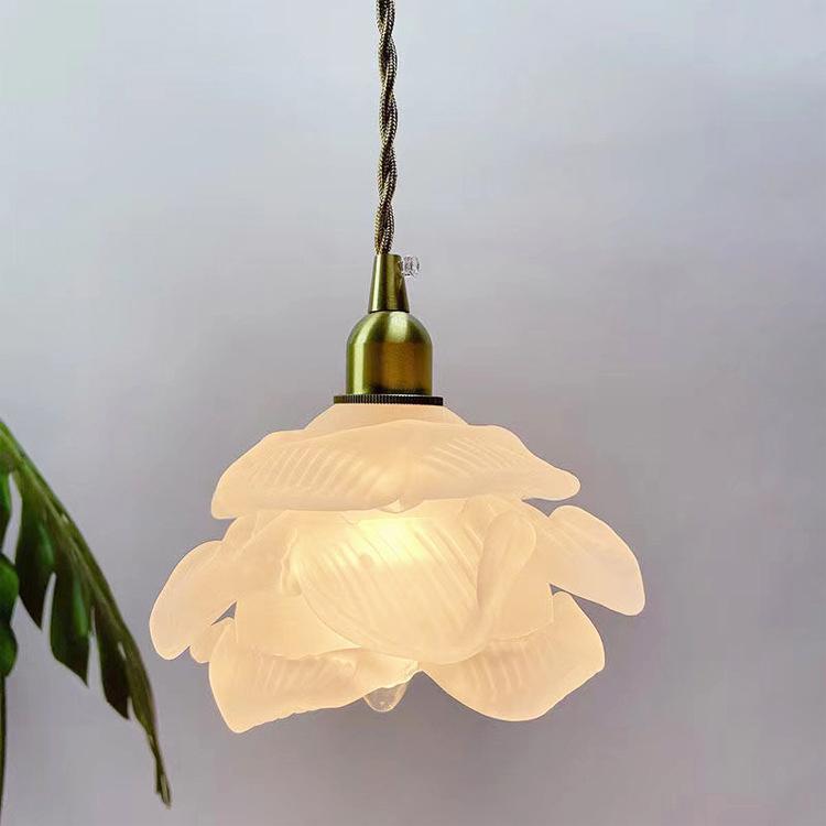 Franse Koperen Glazen Hanglamp