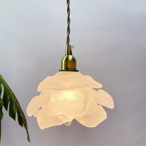 Franse Koperen Glazen Hanglamp