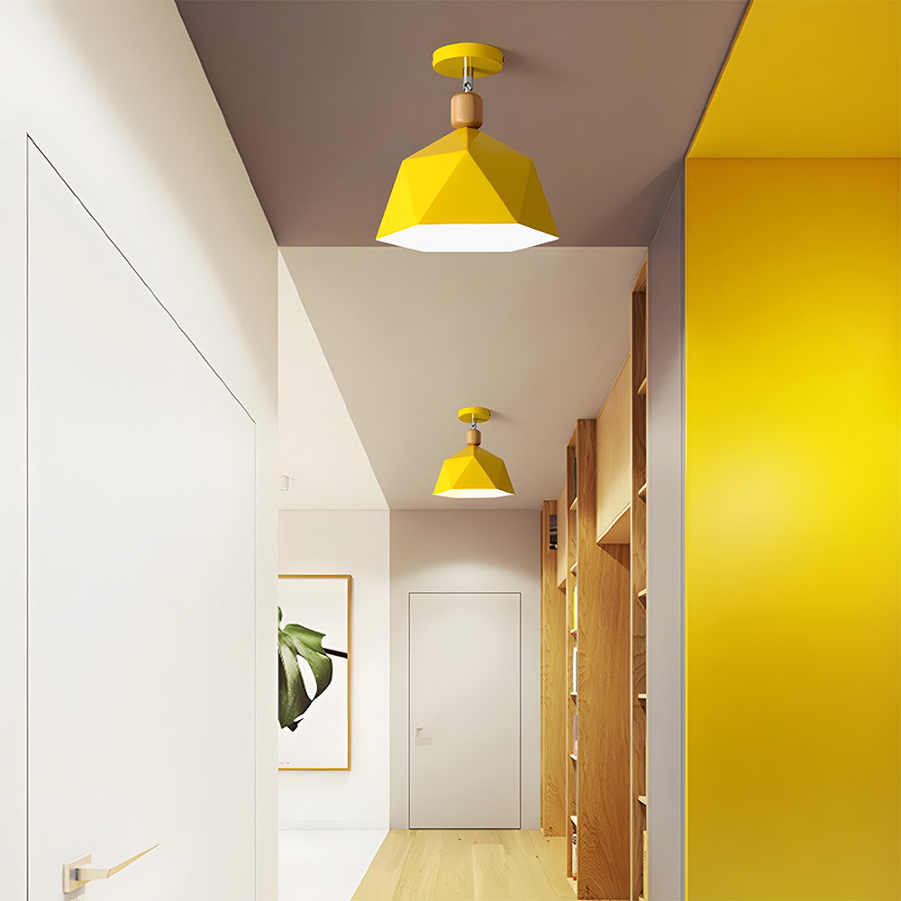 Scandinavische Plafondlamp met Houten Accent