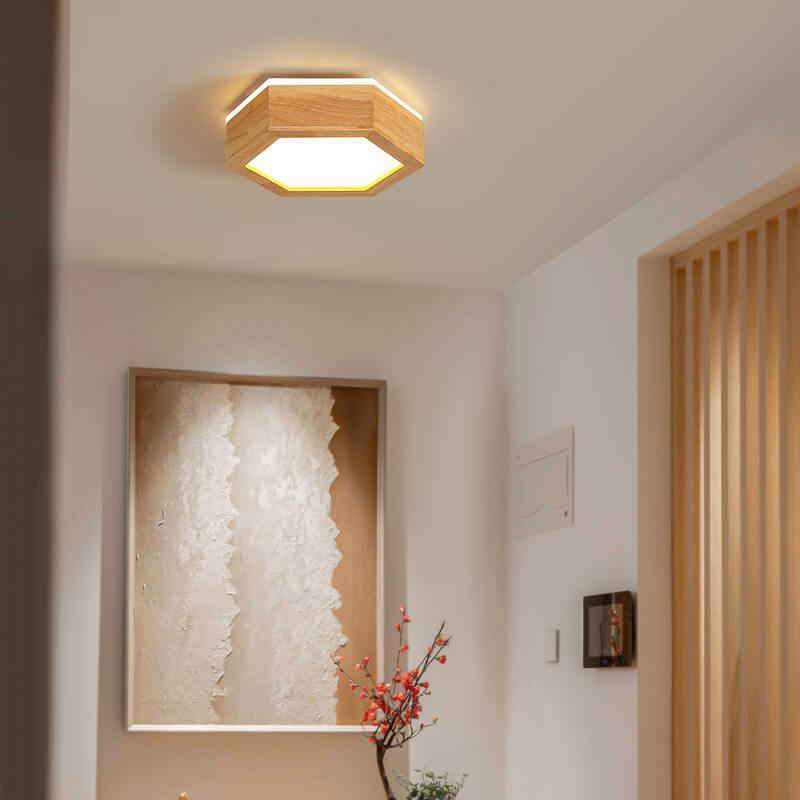 Moderne Houten Japandi LED Plafondlamp