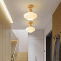 Moderne Japandi Plafondlamp Hout en Glas