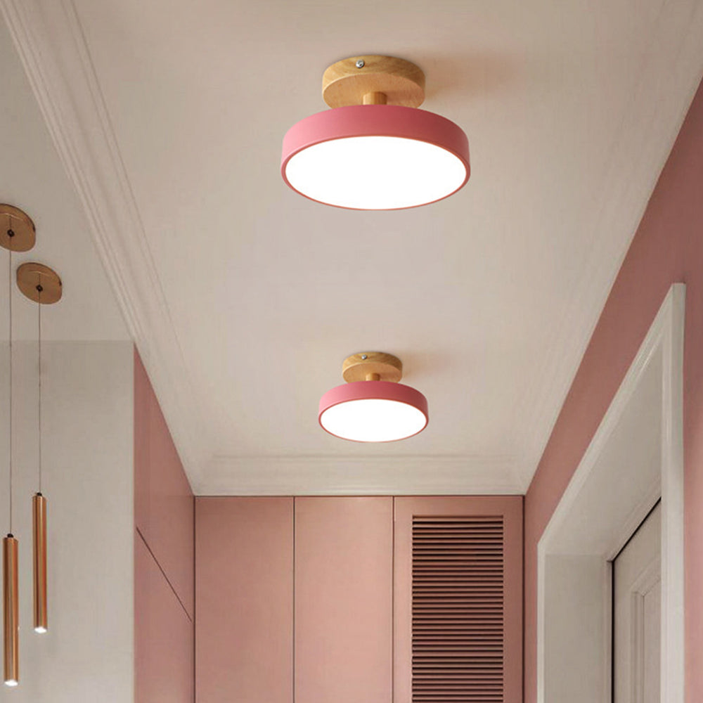 Scandinavische Plafondlamp met Houten Basis