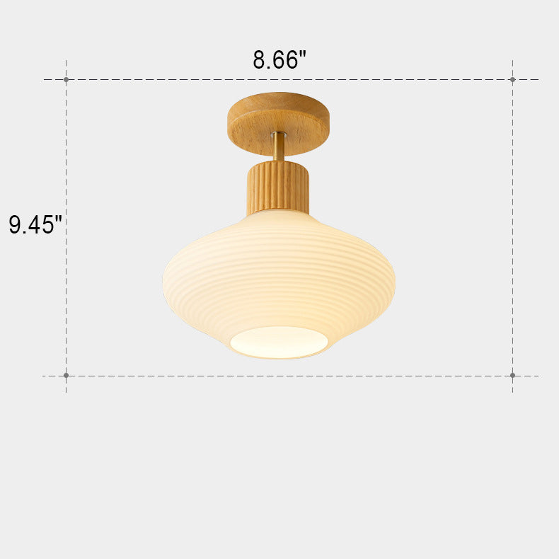 Moderne Japandi Plafondlamp Hout en Glas