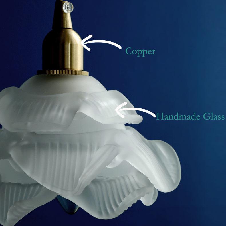 Franse Koperen Glazen Hanglamp