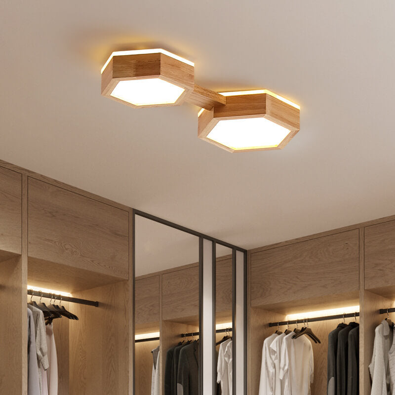 Moderne Houten Japandi LED Plafondlamp