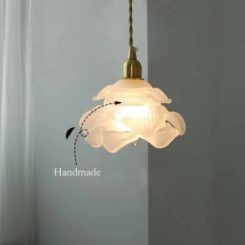 Franse Koperen Glazen Hanglamp