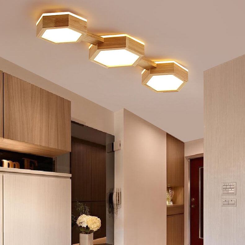 Moderne Houten Japandi LED Plafondlamp