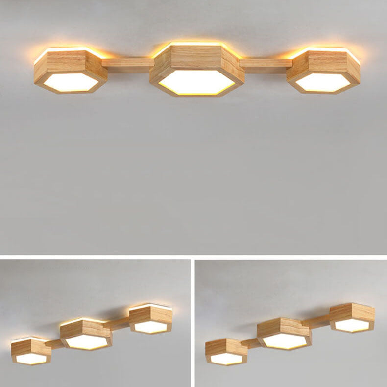 Moderne Houten Japandi LED Plafondlamp