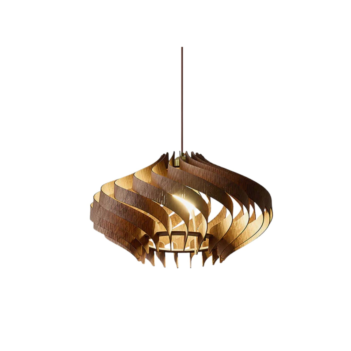 Japandi houten hanglamp met lamellen
