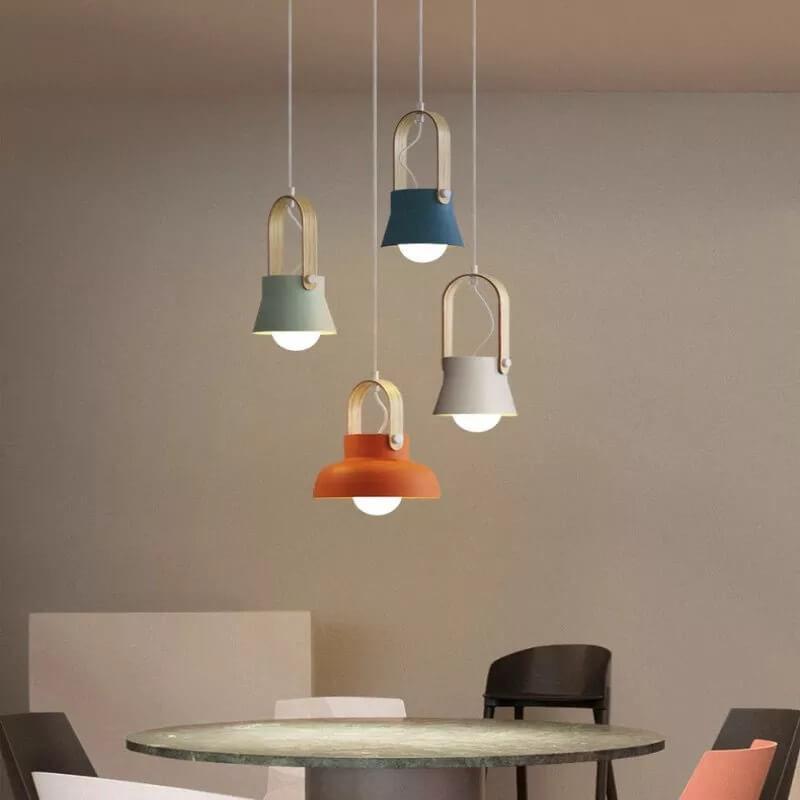 Kleurrijke Moderne Hanglamp Metaal En Hout
