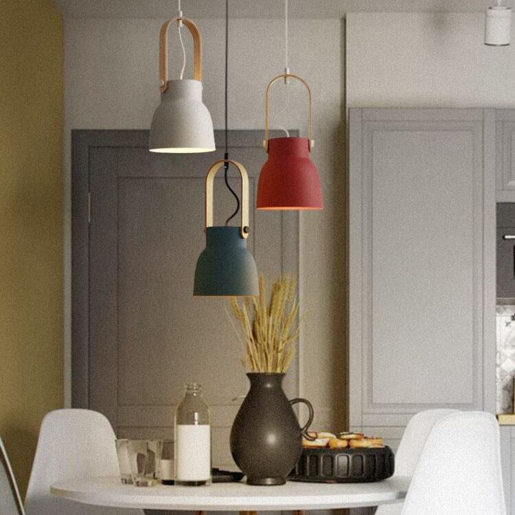 Kleurrijke Moderne Hanglamp Metaal En Hout